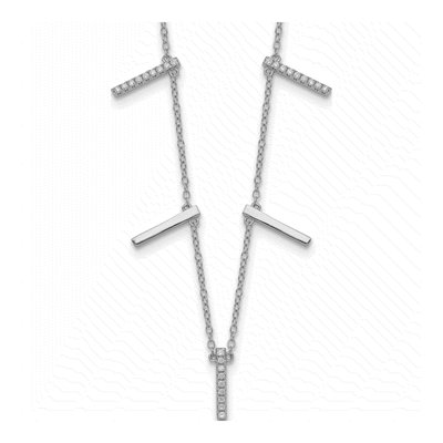 Sterling Silver CZ Vertical Bars Necklace