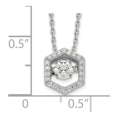 Sterling Silver CZ Hexagon Necklace – view 4
