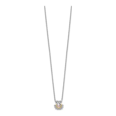 Gold-Plated Sterling Silver Pink CZ Moving Necklace – view 3