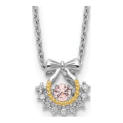 Gold-Plated Sterling Silver Pink CZ Moving Necklace