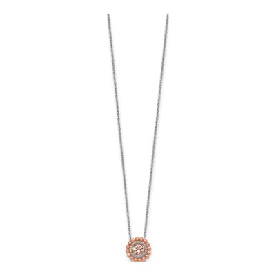 Sterling Silver Pink CZ Moving Necklace – view 3