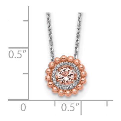 Sterling Silver Pink CZ Moving Necklace – view 4