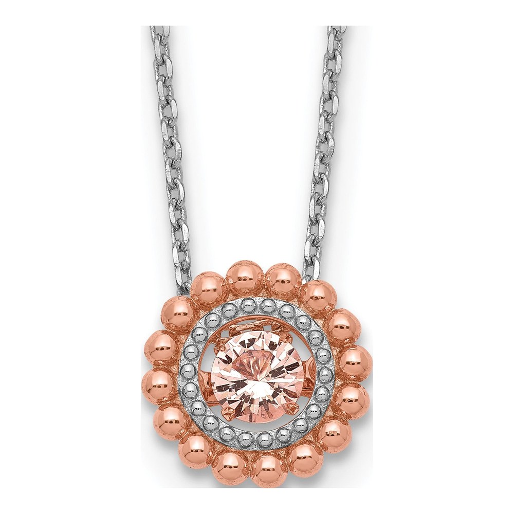 Sterling Silver Pink CZ Moving Necklace