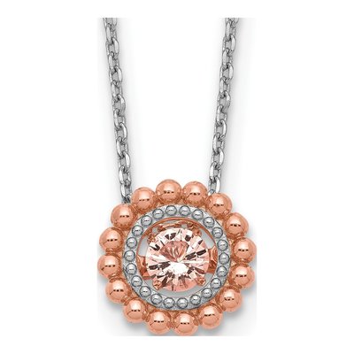 Sterling Silver Pink CZ Moving Necklace