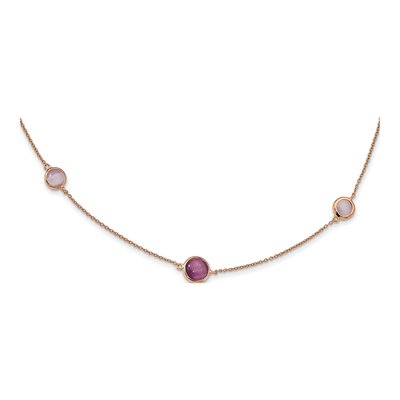 Rose Gold-Plated Sterling Silver Purple Cat's Eye Necklace