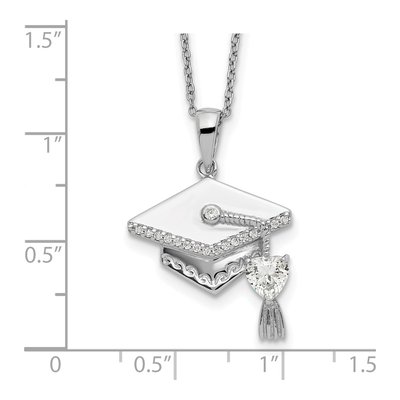 Sterling Silver CZ Graduation Cap Pendant Necklace – view 4