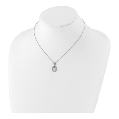 Sterling Silver CZ Opal Oval Dangle Pendant Necklace – view 5