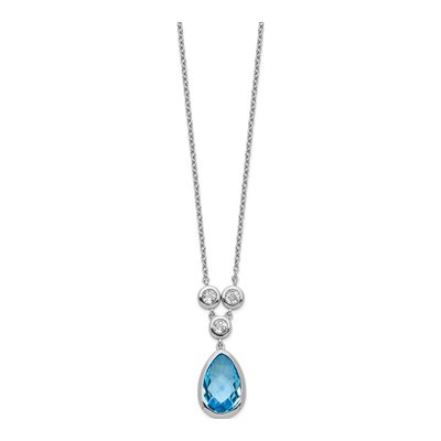 Sterling Silver Swiss Blue Topaz & White Topaz Necklace – view 3