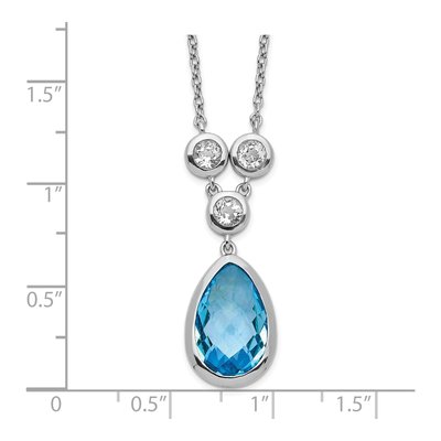 Sterling Silver Swiss Blue Topaz & White Topaz Necklace – view 4