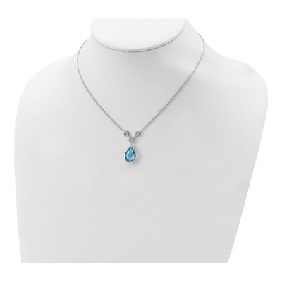 Sterling Silver Swiss Blue Topaz & White Topaz Necklace – view 5
