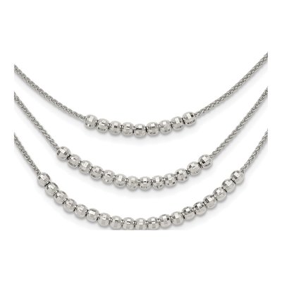 Sterling Silver Beaded Multi-Layer Necklace