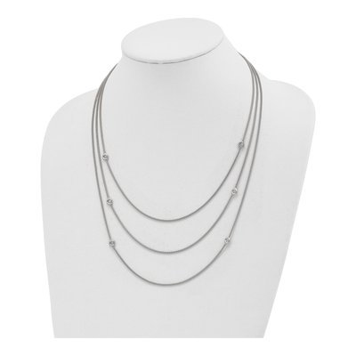 Sterling Silver CZ Multi Strand Necklace – view 3