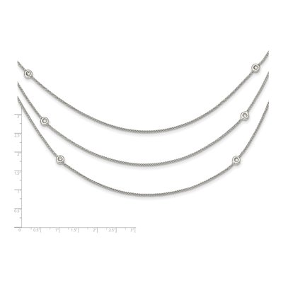 Sterling Silver CZ Multi Strand Necklace – view 4