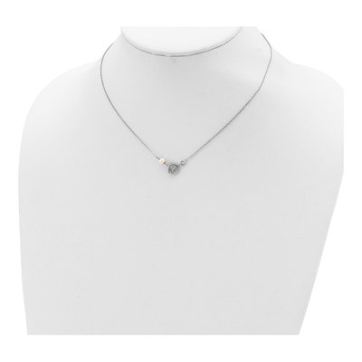 Sterling Silver CZ Cross Pearl Necklace – view 5