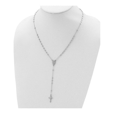 Sterling Silver Beaded Rosary Necklace – view 6