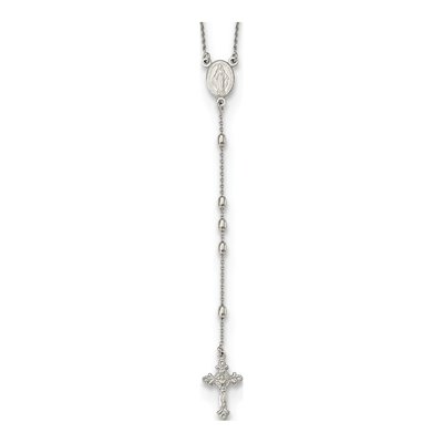 Sterling Silver Beaded Rosary Necklace