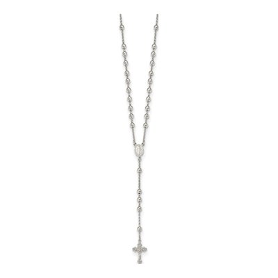 Sterling Silver Beaded Rosary Necklace – view 3