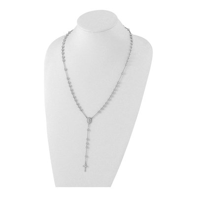 Sterling Silver Beaded Rosary Necklace – view 5