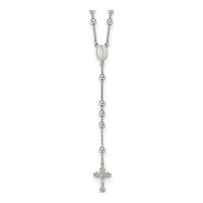 Sterling Silver Beaded Rosary Necklace