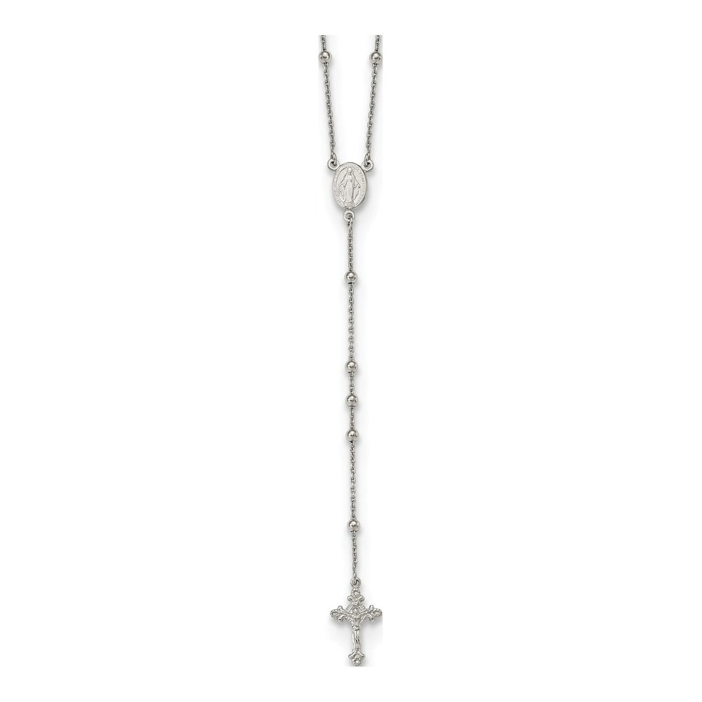 Sterling Silver Beaded Rosary Necklace