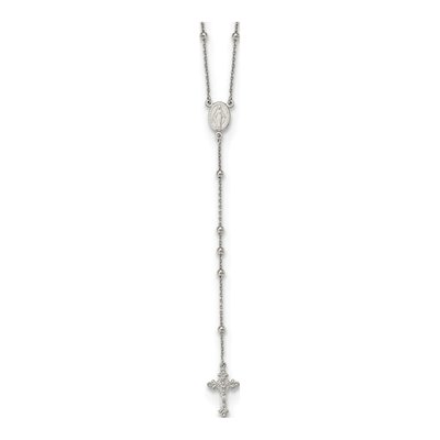 Sterling Silver Beaded Rosary Necklace