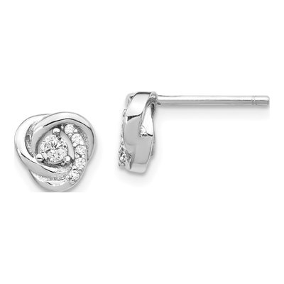 Sterling Silver CZ Love Knot Earrings & Necklace Set – view 3