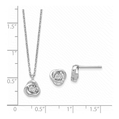 Sterling Silver CZ Love Knot Earrings & Necklace Set – view 4