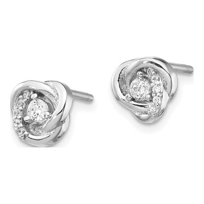 Sterling Silver CZ Love Knot Earrings & Necklace Set – view 5