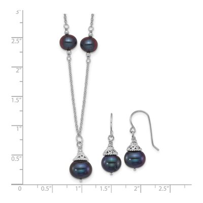 Black Pearl Necklace & Earring Set – view 7
