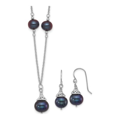 Black Pearl Necklace & Earring Set
