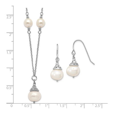 Sterling Silver Freshwater Pearl Necklace & Earring Set – view 6