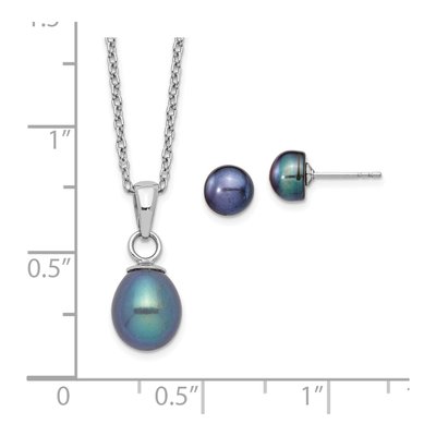Black Pearl Necklace & Earrings Set – view 5