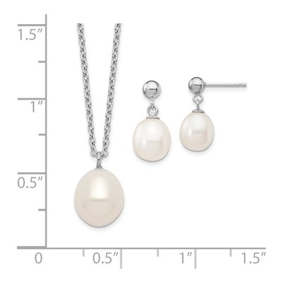 Sterling Silver Freshwater Pearl Necklace & Earring Set – view 5