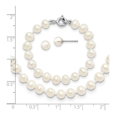 Girls' Sterling Silver Pearl Necklace, Bracelet & Earring – view 7