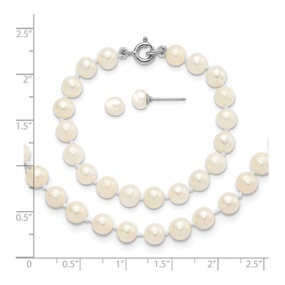 Girls' Sterling Silver Pearl Necklace, Bracelet & Earring – view 6