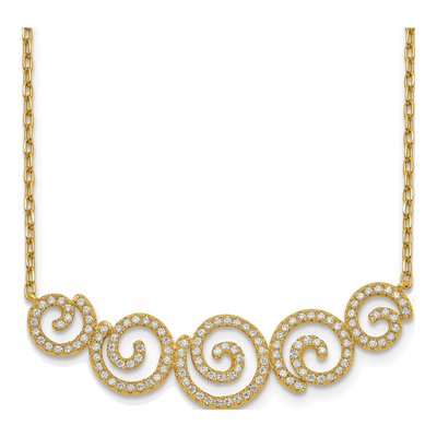 Gold-Plated Sterling Silver CZ Swirl Necklace