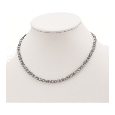 Sterling Silver CZ Riviera Necklace – view 3