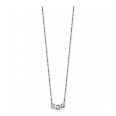 Sterling Silver 3-Stone CZ Necklace, 16 in + Extender – view 3