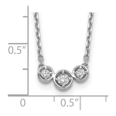 Sterling Silver 3-Stone CZ Necklace, 16 in + Extender – view 4