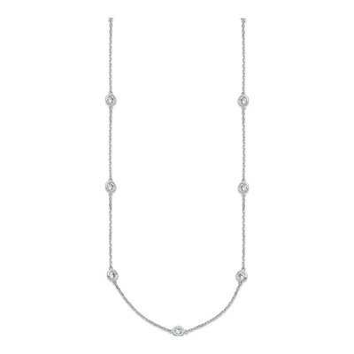 Sterling Silver CZ Station Necklace – view 3