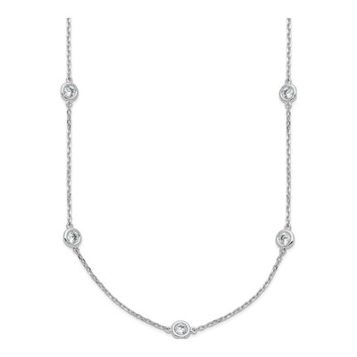 Sterling Silver CZ Station Necklace