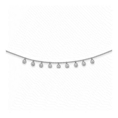 Sterling Silver CZ Star Station Necklace
