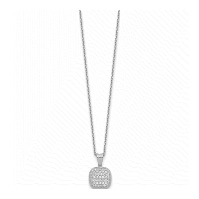 Sterling Silver CZ Square Pendant Necklace – view 3