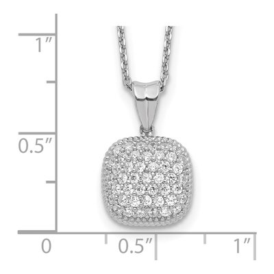 Sterling Silver CZ Square Pendant Necklace – view 4