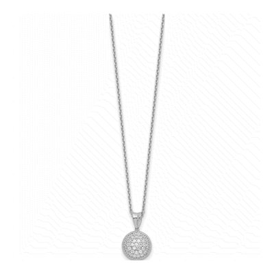 Sterling Silver CZ 41-Stone Round Pendant Necklace – view 3