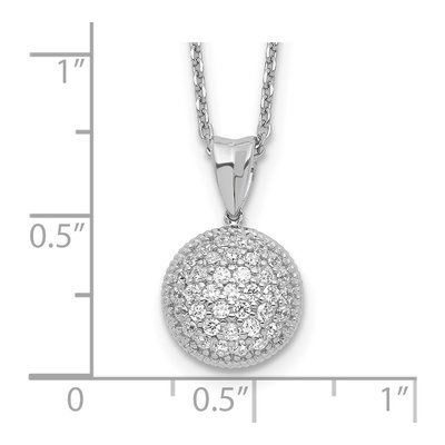 Sterling Silver CZ 41-Stone Round Pendant Necklace – view 4