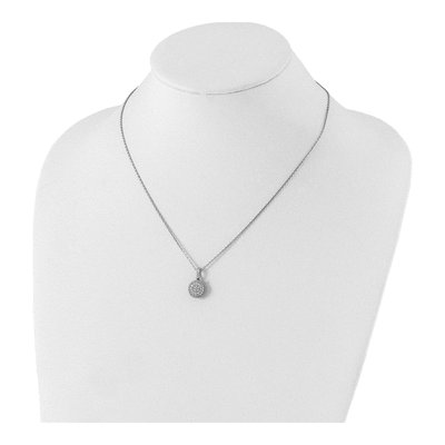 Sterling Silver CZ 41-Stone Round Pendant Necklace – view 5