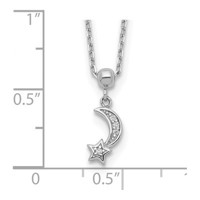 Sterling Silver CZ Moon Star Pendant Necklace – view 4