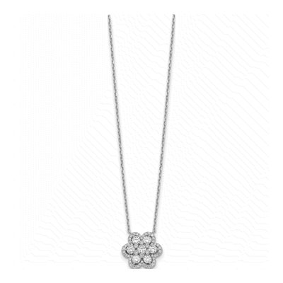 Sterling Silver CZ Flower Necklace – view 3