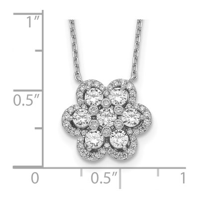 Sterling Silver CZ Flower Necklace – view 4